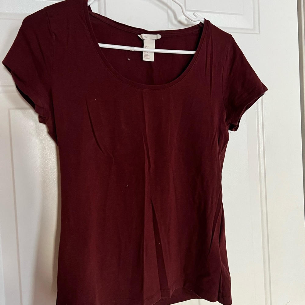 H&M Maroon T-Shirt Blouse